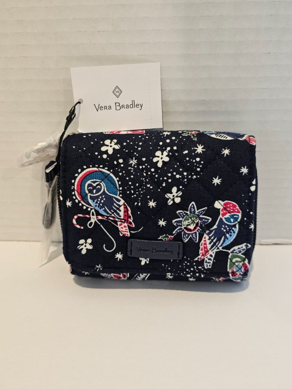 NWT Vera Bradley Iconic RFID Care Case Holiday Owls Winter Snow Blue Red White - Picture 7 of 7